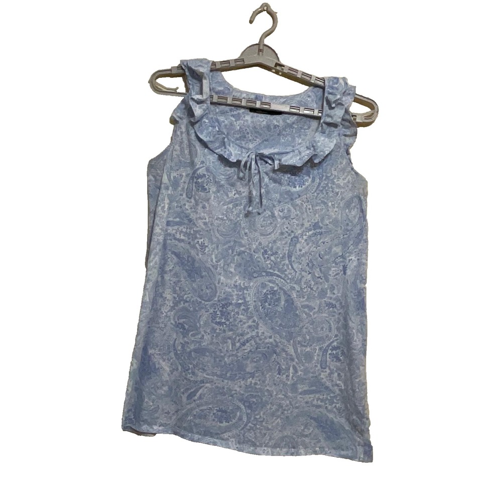 Lauren Ralph Lauren Paisley‎ Sleeveless cotton white & blue women's Nightgown  M